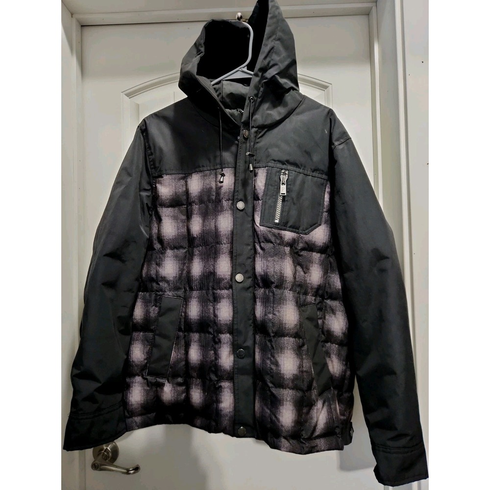 Pendleton Jacket Mens Large Black Plaid Down Puffer Hooded Winter Coat Snow Ski